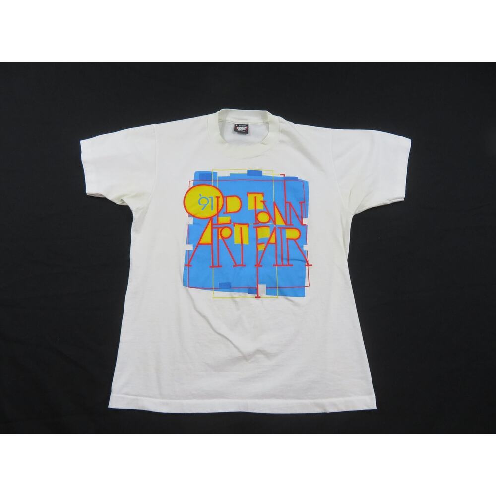Old Town Art Fair T-shirt, White Blue, Sz M 1990s